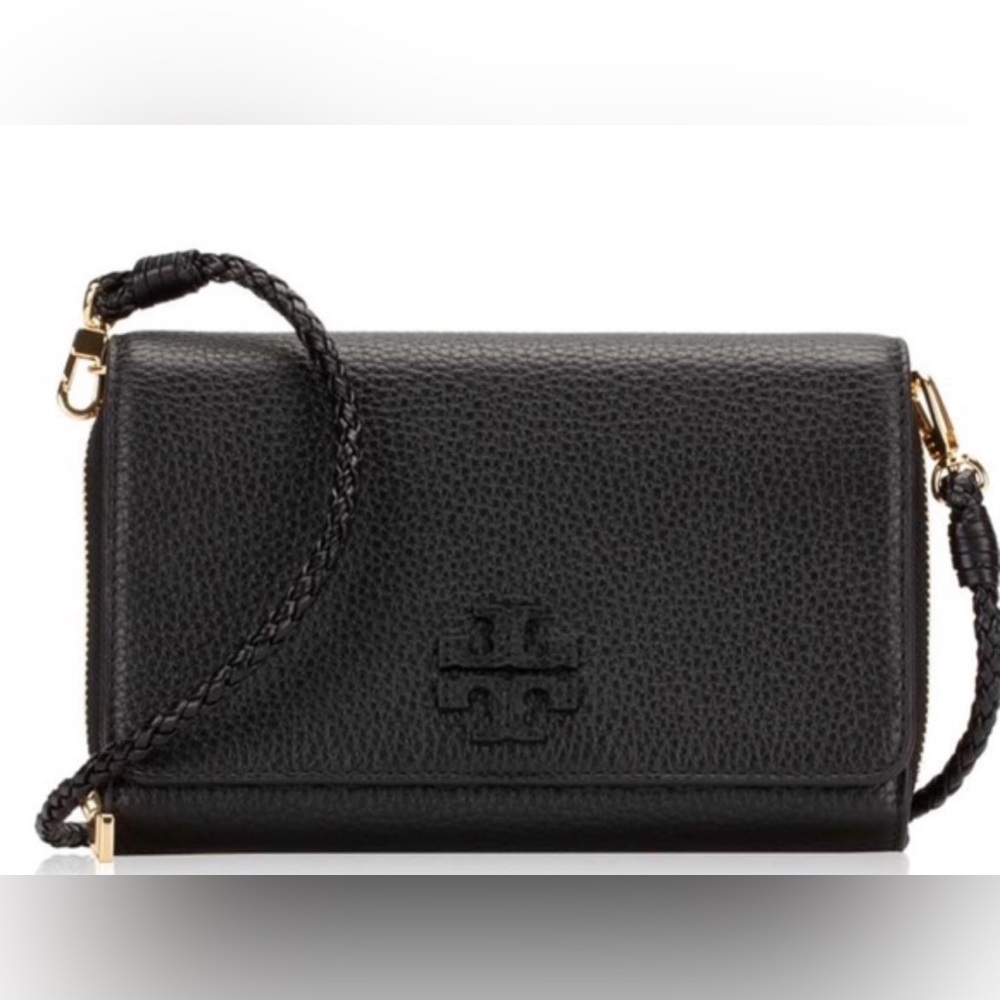 Tory Burch Black Textured Leather Wallet Mini Bag